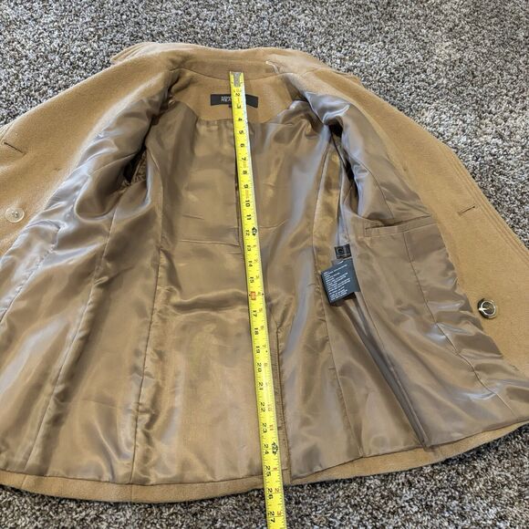 Kenneth Cole Reaction Pea Coat 2P Camel Tan Wool Pockets - Picture 9 of 13